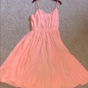 Paper Crown Peach Cocktail Dress with Swing skirt
